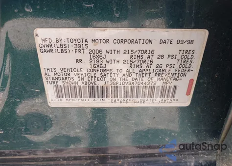 1999 Toyota Rav4 z USA, uszkodzony, nr VIN JT3GP10V3X7044379